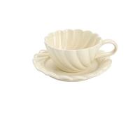 XPSHP25112 Tasse à thé au lait Tasse à café raffinée tasse thé de l'après-midi assiette Dim Sum en céramique et vaisselle exquises(Blanc)