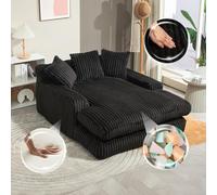 XPSSJMU Canapé-lit Moderne en Velours côtelé Cloud Couch avec 3 Coussins Moelleux, canapé de Sol Confortable Une Place pour Salon, Appartement, Bureau (Noir)