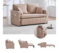 XPSSJMU Canapé Multifonctionnel en Tissu, canapé-lit Convertible, Petit canapé de Salon Deux Fonctions, déhoussable et Lavable, avec Sac de Rangement et Porte-gobelet.