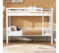 XPSSJMU Lit superposé pour Adolescents avec échelle inclinée à Trois marches et Protection antichute, lit divisé en 2 Lits Simples, lit Simple, Cadre en pin, Blanc, 90 x 200 cm