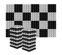 Xptieeck 24 pièces 25 x 25 x 5 cm Studio acoustique Mousse pyramide de protection acoustique Plaques de traitement d'absorption acoustique Noir +