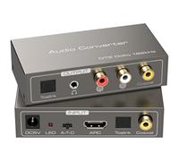 XPTSFDU Convertisseur audio HDMI ARC vers RCA 3 en 1 convertisseur audio numérique vers analogique avec entrée optique coaxial ARC Toslink Coaxiale RCA Sortie AUX Prend en charge Dolby DTS LPCM pour