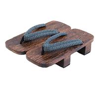 XPuing Hommes Stage Performance Geta Japonais Pantoufles en Bois Sabots Flip Flops Sandales Chaussures - Noir - Noir 2, 42 EU