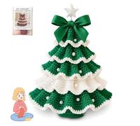 Xpwghap diy crochet christmas tree kit handmade holiday decoration set,Beginner Crochet DIY Christmas Tree Kit,Craft Kit with Yarn, Hook,Beads & Instructions,Best Gift for Friends and Family-E
