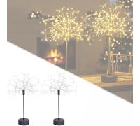 Xpwghap lumières feux d'artifice,Guirlande lumineuse de table Nest and Flowers,Mini feux d'artifice de table,Lampe étoile en métal pour fête - Mini pissenlit argenté,décorations de Noël-2pcs-A
