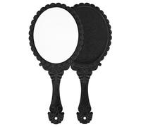 XPXKJ Miroir à main vintage avec poignée - Miroir de maquillage de voyage (noir, ovale)
