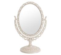 XPXKJ Miroir de Maquillage de Table de 17,8 cm avec grossissement x3, Miroir de beauté, Miroir de Salle de Bain, Chambre à Coucher, Miroir de Coiffeuse (Ovale, Beige)