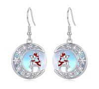 XPYPZP Boucles d'oreilles pendantes en forme de flocon de neige en argent avec pierre de lune - Bijoux de Noël - Cadeaux d'anniversaire pour femme, petite amie, maman, amoureuse, Petit, Métal, Pierre