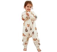 XQ&XG Bebe Gigoteuse a Pied, Unisexe Gigoteuse avec Jambes pour 4 Saisons, Gigoteuse à manches longues 2.0 TOG, Turbulette a Pied pour Garçon Fille, Blanc, 90
