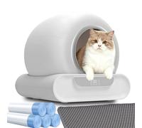 XQDKoon Litière Automatique, 65L+9L Litiere Electrique pour Chat avec 5 Rouleaux Sacs Poubelles, éLimination des Odeurs, ContrôLe App pour Plusieurs Chats(A)