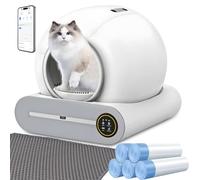 XQDKoon Litière autonettoyante pour chat - 65 l + 9 l - Avec 5 rouleaux de sacs poubelle et 1 tapis de sol - Bac à litière électrique automatique - Contrôle par application pour plusieurs chats