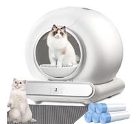 XQDKoon Litière pour chats autonettoyante, 65 L + 9 L avec 5 rouleaux de sacs poubelle, isolation des odeurs, contrôle de l'application (C)