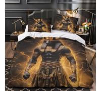 XQGASOEBN Ancient God Linge de Lit 3D Imprimée Microfibre 3 Pièces Éclair Super Douce Egyptian Myth Housse de Couette Léger Hypoallergique for Couple Amoureux Single（140x200cm）