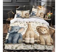 XQGASOEBN Baby Animal Trio Housse Couette Microfibre Hypo 3D 3Pcs 2xTaies Douce Vintage Floral Ensemble Lit Douce Entretien Fac for Garçons Filles Single(135x200)