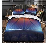 XQGASOEBN Basketball Arena Lights Housse de Couette Microfibre Hypoallergique 3D Effet 3 Pièces Éclair Douce Sports Stadium Ambiance Parure de Lit Ultra Douce Léger for Enfant Super King（260x220cm）