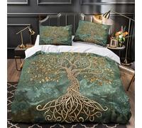 XQGASOEBN Celtic Arbre Housse de Couette Microfibre Hypoallergique 3D Imprimée 3 Pièces 2 Taies Douce istic Knotwork Parure de Lit Super Douce Résistante for Garçons Filles Double（200x200cm）