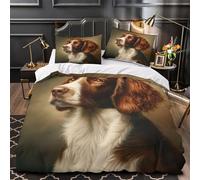 XQGASOEBN Chien Portrait Parure de Lit 3D Imprimé Microfibre 3 Pièces Éclair Douce Realistic Animal Linge de Lit Ultra Douce Résistante for Adultes Enfants Single（140x200cm）