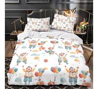 XQGASOEBN Clown PY Ensemble De Literie Microfibre Résistante 3D Effet 3 Pièces Éclair Super Douce Coon Fun Housse de Couette Léger Résistante for Couple Amoureux Single（140x200cm）