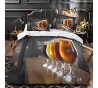 XQGASOEBN Craft Beer Tasting Ensemble De Literie Microfibre Résistante 3D Effet 3 Pièces Éclair Super Douce Brewery Experience Housse de Couette Léger Résistante for Couple Amoureux Single（140x200cm）