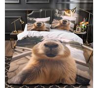 XQGASOEBN Cute Rodent Selfie Housse de Couette Microfibre Résistante 3D Imprimé 3 Pièces Éclair Super Douce Nature Park Wildlife Linge de Lit Léger Hypoallergique for Adultes Enfants King（220x240cm）