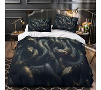 XQGASOEBN Dark Snakes Parure de Lit 3D Imprimé Microfibre 3 Pièces Éclair Douce Natural Wildlife Linge de Lit Ultra Douce Résistante for Adultes Enfants King（220x240cm）