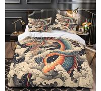 XQGASOEBN Dragon Tattoo Housse de Couette Microfibre Résistante 3D Imprimé 3 Pièces 2 Taies Douce Japanese Parure de Lit Confortable Hypoallergique for Femmes Double（200x200cm）