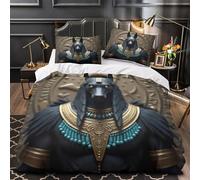 XQGASOEBN Egyptian God Housse de Couette Microfibre Résistante 3D Imprimé 3 Pièces 2 Taies Ultra Douce Ancient Mythology Linge de Lit Confortable Hypoallergique for Couple Double（200x200cm）