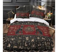 XQGASOEBN Egyptian Symbols Housse de Couette 3D Effet Microfibre 3 Pièces Taie Super Douce Ancient Hieroglyph Linge de Lit Léger Hypoallergique for Adulte Enfants Filles King（220x240cm）