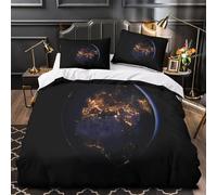 XQGASOEBN Eh Night View Housse de Couette 3D Imprimée Microfibre Hypoallergique 3 Pièces Taie Douce Global Illumination Linge de Lit Léger Résistante for Adultes Enfants Double（200x200cm）