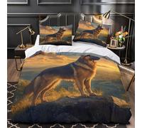 XQGASOEBN German Shepherd Ensemble De Literie 3D Imprimée Microfibre 3 Pièces Taie Ultra Douce Nature Parure de Lit Respirante Entretien Facile for Enfant Single（135x200cm）