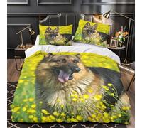 XQGASOEBN German Shepherd Housse de Couette Microfibre Hypoallergique 3D Imprimée 3 Pièces Éclair Ultra Douce Nature Outdoor Parure de Lit Léger Entretien Facile for Enfant King（220x240cm）