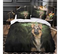 XQGASOEBN German Shepherd Housse de Couette Microfibre Résistante 3D Imprimé 3 Pièces 2 Taies Douce Nature Wildlife Parure de Lit Confortable Hypoallergique for Femmes Single（140x200cm）