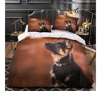 XQGASOEBN German Shepherd Puppy Linge de Lit 3D Microfibre Hypo 3Pcs Douce Nature Outdoor Portrait Ensemble Lit Douce Entretien Fac Adultes Enfants Single(135x200)