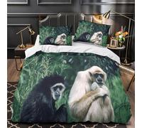 XQGASOEBN Gibbons in Forêt Parure de Lit Microfibre Résistante 3D Effet 3 Pièces Taie Ultra Douce Wild Animal Housse de Couette Confortable Entretien Facile for Garçons Filles King（220x240cm）