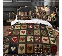 XQGASOEBN He Quilt s Ensemble De Literie 3D Effet Microfibre 3 Pièces Taie Douce Traditional Patchwork Linge de Lit Hypoallergique Résistante for Garçons Filles Single（135x200cm）