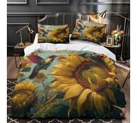 XQGASOEBN Hummingbirds Ensemble De Literie Microfibre 3D Effet 3 Pièces 2xTaies Super Douce Nature Parure de Lit Respirante Résistante for Enfants Garçons Ado Double（200x200cm）