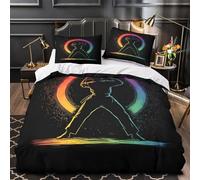 XQGASOEBN Karate Fighter Ensemble De Literie Microfibre 3D Effet 3 Pièces 2xTaies Super Douce Colorful Mial s Parure de Lit Respirante Résistante for Enfants Garçons Ado Super King（260x220cm）