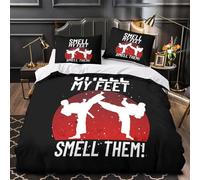 XQGASOEBN Karate Kicks Humor Parure de Lit 3D Effet Microfibre Hypoallergique 3 Pièces Taie Ultra Douce Funny Mial s Housse de Couette Confortable Entretien Facile for Adultes Enfants King（220x240cm）