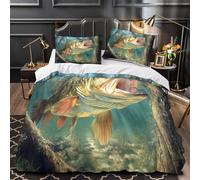 XQGASOEBN Large Fish Underwater Parure Lit 3D Microfibre Hypo 3Pcs Douce Realistic Aquatic Housse Couette Confortable Entretien Fac Adultes Enfants Super King（260x220cm）