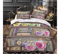 XQGASOEBN Magic Potions Housse de Couette 3D Imprimée Microfibre Résistante 3 Pièces 2 Taies Super Douce Fantasy Linge de Lit Hypoallergique Entretien Facile for Garçon Super King（260x220cm）