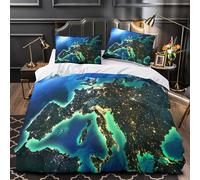 XQGASOEBN Night Eh View Housse de Couette 3D Effet Microfibre 3 Pièces 2 Taies Super Douce Global Nighttime Ensemble De Literie Ultra Douce Résistante for Hommes Enfants King（220x240cm）