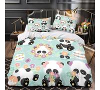 XQGASOEBN Panda Clip Housse de Couette Microfibre Résistante 3D Imprimé 3 Pièces 2xTaies Ultra Douce Cute Coon Parure de Lit Respirante Résistante for Hommes Enfants Single（140x200cm）