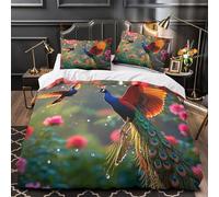 XQGASOEBN Peacock in Flight Housse de Couette Microfibre Résistante 3D Imprimée 3 Pièces Taie Ultra Douce Nature Jardin Ensemble De Literie Confortable Hypoallergique for Fille Super King（260x220cm）