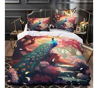 XQGASOEBN Peacock in Jardin Housse de Couette Microfibre Résistante 3D Effet 3 Pièces 2xTaies Douce Fantasy Linge de Lit Super Douce Résistante for Femmes King（220x240cm）
