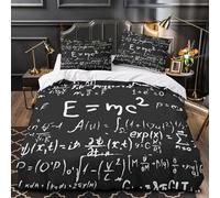 XQGASOEBN Physics Equations Ensemble De Literie 3D Effet Microfibre 3 Pièces Taie Douce Mathematical Formulas Linge de Lit Hypoallergique Résistante for Garçons Filles Super King（260x220cm）