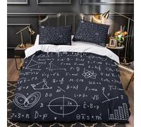 XQGASOEBN Physics Formulas Ensemble De Literie 3D Effet Microfibre 3 Pièces 2xTaies Ultra Douce Scientific Chalkboard Housse de Couette Respirante Hypoallergique for Hommes Super King（260x220cm）