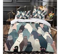 XQGASOEBN Pigeon Flock Housse de Couette Microfibre Résistante 3D Imprimé 3 Pièces 2xTaies Ultra Douce Illustrated Oiseau Parure de Lit Respirante Résistante for Hommes Enfants Double（200x200cm）