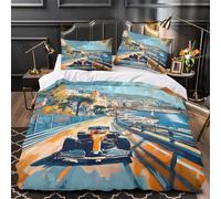 XQGASOEBN Racing Car Speed Ensemble Lit Microfibre Hypo 3D 3Pcs 2xTaies Douce istic Urban Street Housse Couette Douce Entretien Fac for Les Enfants Double(200x200)