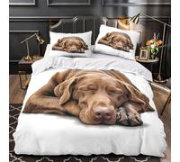 XQGASOEBN Sleeping Chien Parure de Lit 3D Imprimé Microfibre 3 Pièces Éclair Douce Realistic Pet Linge de Lit Ultra Douce Résistante for Adultes Enfants Double（200x200cm）