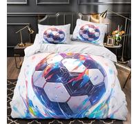 XQGASOEBN Soccerball Linge de Lit 3D Imprimée Microfibre 3 Pièces Éclair Super Douce DigitalPainting Housse de Couette Léger Hypoallergique for Couple Amoureux Double（200x200cm）